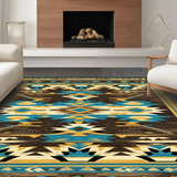Ultra Soft Area Rug, Non Slip, Stain Resistant, Washable Area Rugs for Living Room, Bedroom, Striking Bold Colorful Tribal Style(Brown)