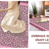 Ultra Soft Area Rug, Non Slip, Stain Resistant, Washable Area Rugs for Living Room, Bedroom, Feminine Fluffy Leopard Charm(Pink)