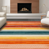 Ultra Soft Area Rug, Non Slip, Stain Resistant, Washable Area Rugs for Living Room, Bedroom, Vibrant Abstract Rainbow Design(Orange)