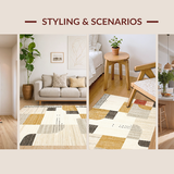 Ultra Soft Area Rug, Non Slip, Stain Resistant, Washable Area Rugs for Living Room, Bedroom, Sleek Urban Rustic Visual Theme(Beige)