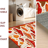 Ultra Soft Area Rug, Non Slip, Stain Resistant, Washable Area Rugs for Living Room, Bedroom, Cozy Rustic Mushroom Print Decor(Orange)
