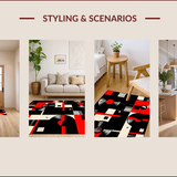 Ultra Soft Area Rug, Non Slip, Stain Resistant, Washable Area Rugs for Living Room, Bedroom, Chic Black and White Composition(Black)