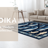 Ultra Soft Area Rug, Non Slip, Stain Resistant, Washable Area Rugs for Living Room, Bedroom, Rustic Marine Whimsical Pattern(Blue)