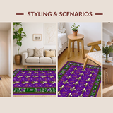 Ultra Soft Area Rug, Non Slip, Stain Resistant, Washable Area Rugs for Living Room, Bedroom, Rustic Earthy Floral Pattern(Purple)