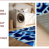 Ultra Soft Area Rug, Non Slip, Stain Resistant, Washable Area Rugs for Living Room, Bedroom, Modern Deep Royal Geometric Living Room Rug(Blue)