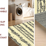Ultra Soft Area Rug, Non Slip, Stain Resistant, Washable Area Rugs for Living Room, Bedroom, Sophisticated Vintage Soundwave Imagery(Black)