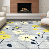 Ultra Soft Area Rug, Non Slip, Stain Resistant, Washable Area Rugs for Living Room, Bedroom, Cozy Textured Floral Arrangement(Gray)