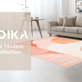 Ultra Soft Area Rug, Non Slip, Stain Resistant, Washable Area Rugs for Living Room, Bedroom, Artful Textured Geometric Composition(Orange)