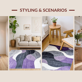 Ultra Soft Area Rug, Non Slip, Stain Resistant, Washable Area Rugs for Living Room, Bedroom, Elegant Tiled Grey Purple Harmony(Purple)