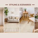 Ultra Soft Area Rug, Non Slip, Stain Resistant, Washable Area Rugs for Living Room, Bedroom, Sleek Minimalist Chic Textures(Beige)