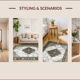 Ultra Soft Area Rug, Non Slip, Stain Resistant, Washable Area Rugs for Living Room, Bedroom, Luxurious Tiled Grey and Ivory Aesthetic(White)