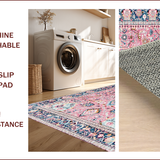 Ultra Soft Area Rug, Non Slip, Stain Resistant, Washable Area Rugs for Living Room, Bedroom, Trendy Floral Blush Blue Harmony(Pink)