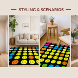 Ultra Soft Area Rug, Non Slip, Stain Resistant, Washable Area Rugs for Living Room, Bedroom, Joyful Contemporary Smiley Art(Yellow)