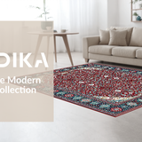 Ultra Soft Area Rug, Non Slip, Stain Resistant, Washable Area Rugs for Living Room, Bedroom, Sophisticated Diamond Lattice Style(Red)