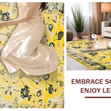 Ultra Soft Area Rug, Non Slip, Stain Resistant, Washable Area Rugs for Living Room, Bedroom, Unique Minimalist Ogee Print(Yellow)