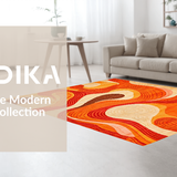 Ultra Soft Area Rug, Non Slip, Stain Resistant, Washable Area Rugs for Living Room, Bedroom, Retro Abstract Wavy Composition(Orange)