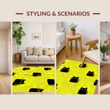 Ultra Soft Area Rug, Non Slip, Stain Resistant, Washable Area Rugs for Living Room, Bedroom, Lively Abstract Feline Composition(Yellow)