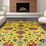 Ultra Soft Area Rug, Non Slip, Stain Resistant, Washable Area Rugs for Living Room, Bedroom, Charming Nature-Inspired Floral Art(Yellow)