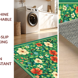 Ultra Soft Area Rug, Non Slip, Stain Resistant, Washable Area Rugs for Living Room, Bedroom, Serene Organic Floral Tapestry(Green)