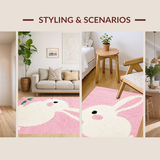 Ultra Soft Area Rug, Non Slip, Stain Resistant, Washable Area Rugs for Living Room, Bedroom, Sunny Floral Spring Celebration(Pink)
