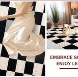 Ultra Soft Area Rug, Non Slip, Stain Resistant, Washable Area Rugs for Living Room, Bedroom, Distressed Checkerboard Black Farmhouse Dining Room Rug(Black)
