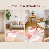 Ultra Soft Area Rug, Non Slip, Stain Resistant, Washable Area Rugs for Living Room, Bedroom, Trendy Blush Hued Textural Layers(Pink)