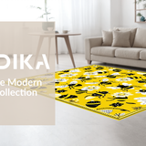 Ultra Soft Area Rug, Non Slip, Stain Resistant, Washable Area Rugs for Living Room, Bedroom, Contemporary Bee Theme Accent Piece(Yellow)