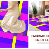 Ultra Soft Area Rug, Non Slip, Stain Resistant, Washable Area Rugs for Living Room, Bedroom, Dynamic 90s Inspired Color Block(Purple)