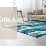 Ultra Soft Area Rug, Non Slip, Stain Resistant, Washable Area Rugs for Living Room, Bedroom, Coastal Seahorse Low Pile Rug with Oceanic Blue Swirls and Nautical Motifs(Blue)