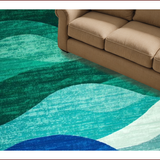 Ultra Soft Area Rug, Non Slip, Stain Resistant, Washable Area Rugs for Living Room, Bedroom, Elegant Turquoise and Green Fusion(Blue)