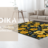 Ultra Soft Area Rug, Non Slip, Stain Resistant, Washable Area Rugs for Living Room, Bedroom, Lively Textured Floral Elegance(Yellow)