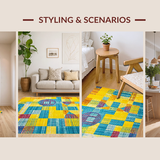 Ultra Soft Area Rug, Non Slip, Stain Resistant, Washable Area Rugs for Living Room, Bedroom, Dynamic Modern Brushstroke Design(Yellow)