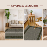 Ultra Soft Area Rug, Non Slip, Stain Resistant, Washable Area Rugs for Living Room, Bedroom, Rustic Earth Tone Striped Texture(Brown)