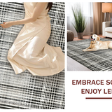 Ultra Soft Area Rug, Non Slip, Stain Resistant, Washable Area Rugs for Living Room, Bedroom, Shadow Dance Rug: Dynamic Black & White Striped Floor Covering(Black)
