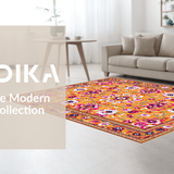 Ultra Soft Area Rug, Non Slip, Stain Resistant, Washable Area Rugs for Living Room, Bedroom, Rustic Earthy Floral Display(Orange)
