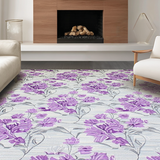 Ultra Soft Area Rug, Non Slip, Stain Resistant, Washable Area Rugs for Living Room, Bedroom, Elegant Floral Grey Palette(Purple)