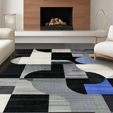 Ultra Soft Area Rug, Non Slip, Stain Resistant, Washable Area Rugs for Living Room, Bedroom, Sophisticated Black and White Aesthetic(Black)