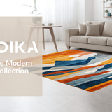 Ultra Soft Area Rug, Non Slip, Stain Resistant, Washable Area Rugs for Living Room, Bedroom, Serene Abstract Horizon Illustration(Orange)