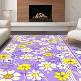 Ultra Soft Area Rug, Non Slip, Stain Resistant, Washable Area Rugs for Living Room, Bedroom, Joyful Pastel Flower Medley(Purple)