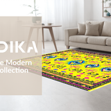 Ultra Soft Area Rug, Non Slip, Stain Resistant, Washable Area Rugs for Living Room, Bedroom, Mystical Geometric Velvet Accent(Yellow)