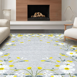 Ultra Soft Area Rug, Non Slip, Stain Resistant, Washable Area Rugs for Living Room, Bedroom, Whimsical Light Gray Petals(Gray)