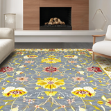 Ultra Soft Area Rug, Non Slip, Stain Resistant, Washable Area Rugs for Living Room, Bedroom, Elegant Color Splash Floral Theme(Blue)