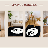 Ultra Soft Area Rug, Non Slip, Stain Resistant, Washable Area Rugs for Living Room, Bedroom, Soft Black and White Yoga Mat(Black) - ODIKA