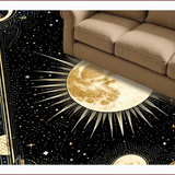 Ultra Soft Area Rug, Non Slip, Stain Resistant, Washable Area Rugs for Living Room, Bedroom, Mystical Occult Crescent Motif(Gold)