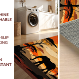 Ultra Soft Area Rug, Non Slip, Stain Resistant, Washable Area Rugs for Living Room, Bedroom, Cultural Wildlife Art Inspiration(Orange)