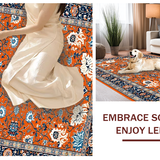 Ultra Soft Area Rug, Non Slip, Stain Resistant, Washable Area Rugs for Living Room, Bedroom, Sunny Earthy Floral Composition(Orange)