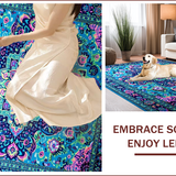 Ultra Soft Area Rug, Non Slip, Stain Resistant, Washable Area Rugs for Living Room, Bedroom, Eclectic Vintage Floral Fusion(Blue)