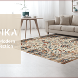 Ultra Soft Area Rug, Non Slip, Stain Resistant, Washable Area Rugs for Living Room, Bedroom, Rustic Soft Toned Bloom Motif(Beige)