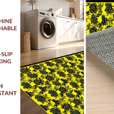 Ultra Soft Area Rug, Non Slip, Stain Resistant, Washable Area Rugs for Living Room, Bedroom, Striking Bright Floral Composition(Yellow)