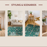 Ultra Soft Area Rug, Non Slip, Stain Resistant, Washable Area Rugs for Living Room, Bedroom, Retro Earth Tones Aesthetic(Green)